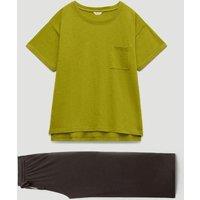 HUSH Pure Cotton Culotte Pyjama Set Olive