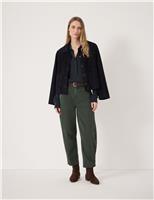Cotton Rich Barrel Leg Ankle Grazer Trousers
