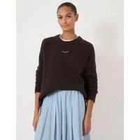 HUSH Alpaca Blend Crew Neck Jumper Dark Brown