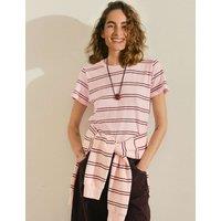 HUSH Pure Cotton Striped T-Shirt Pink Mix