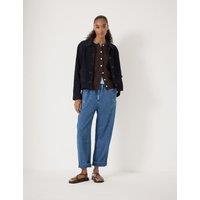 HUSH Supersoft Denim Barrel Turn Up Jeans Blue Denim