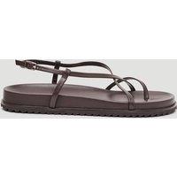 HUSH Leather Strappy Footbed Flat Sandals Burgundy