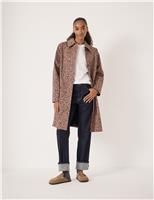 HUSH Cotton Rich Animal Print Car Coat Brown Mix