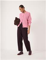 HUSH Wool Blend Crew Neck Button Through Cardigan Light Pink