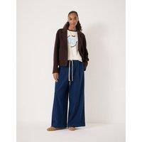 HUSH Jersey Denim Drawstring Trousers Blue