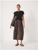 HUSH Animal Print Midi A-Line Skirt Brown Mix