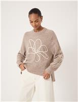 Alpaca Blend Flower Crew Neck Jumper