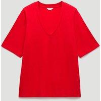 HUSH Cotton Rich V-Neck T-Shirt Bright Red