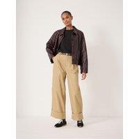 HUSH Pure Cotton Wide Leg Trousers Stone