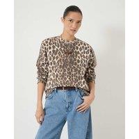 HUSH Pure Cotton Leopard Print Sweatshirt Brown Mix