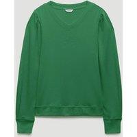 HUSH Pure Cotton V-Neck Puff Sleeve Top Dark Green