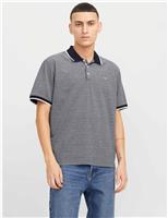 JACK & JONES Cotton Blend Polo Shirt Navy
