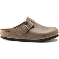 Birkenstock Boston Leather Buckle Flat Footbed Clogs Tan