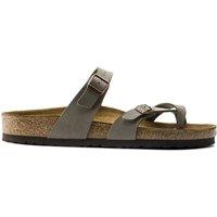 Birkenstock Mayari Leather Crossover Buckle Flat Sandals Stone