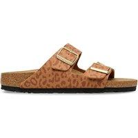 Birkenstock Arizona Leopard Print Flat Footbed Sandals Brown
