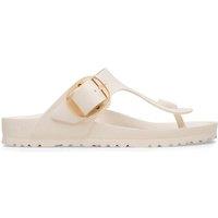 Birkenstock Gizeh Buckle Flat Footbed Sandals Cream