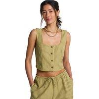 Billabong Another Wave Cotton Rich Cropped Vest Top Olive