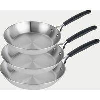 Prestige 3 Piece Made to Last Stainless Steel Frying Pan Set Silver