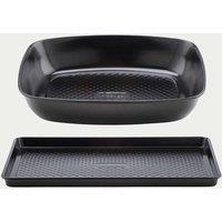 Prestige 2 Piece Inspire Carbon Steel Non-Stick Roaster and Oven Tray Black