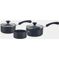 Prestige 3 Piece Easy Clean Non-Stick Saucepan Set Black