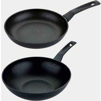 Prestige 2 Piece Non-Stick Frying Pan & Wok Set Black