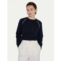 Jigsaw Wool Rich Crew Neck Jumper Navy