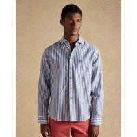Joules Regular Fit Linen Rich Striped Shirt Light Blue Mix