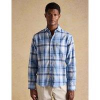 Joules Regular Fit Cotton Linen Blend Checked Shirt Blue Mix