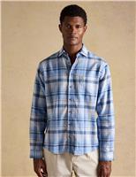 Regular Fit Cotton Linen Blend Checked Shirt