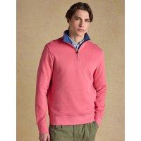 Joules Pure Cotton Quarter Zip Sweatshirt Pink