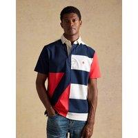 Joules Pure Cotton Colour Block Short Sleeve Rugby Shirt Navy Mix