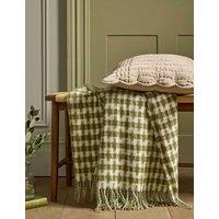 Laura Ashley Knapton Gingham Throw Green Mix