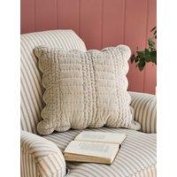 Laura Ashley Velvet Scalloped Cushion Light Grey