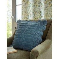 Laura Ashley Velvet Scalloped Cushion Light Blue