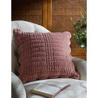 Laura Ashley Velvet Scalloped Cushion Light Pink