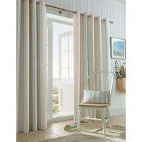 Laura Ashley Wickham Cotton Rich Striped Eyelet Curtains Natural Mix