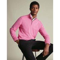 Charles Tyrwhitt Pure Extra Fine Merino Wool Half Zip Jumper Pink