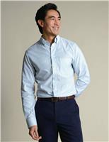 Charles Tyrwhitt Slim Fit Non Iron Cotton Rich Striped Shirt Blue