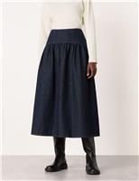 Denim Midi Tiered Skirt