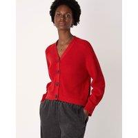 Whistles Pure Cotton Ribbed V-Neck Cardigan Red