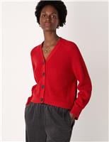 Pure Cotton Ribbed V-Neck Cardigan