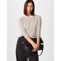 Whistles Pure Cotton Striped Top Ivory Mix