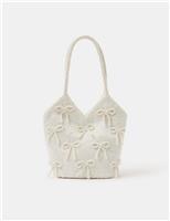 ACCESSORIZE Pearl Bow Bucket Bag Ivory