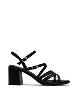 Leather Buckle Ankle Strap Block Heel Sandals