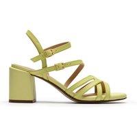 Clarks Leather Buckle Ankle Strap Block Heel Sandals Lime Green