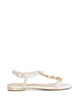 Dune London Floral Embellished Ankle Strap Flat Sandals Multi