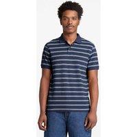 Timberland Pure Cotton Striped Polo Shirt Navy Mix