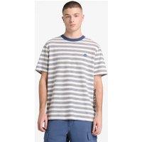 Timberland Pure Cotton Striped Short Sleeve T-Shirt Navy Mix