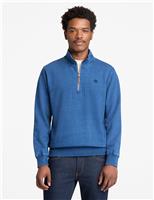 Timberland Pure Cotton Quarter Zip Sweatshirt Dark Blue Denim