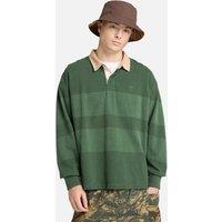 Timberland Pure Cotton Striped Rugby Shirt Dark Green
